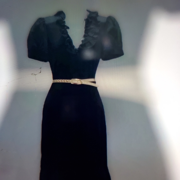 Bebe NWOT Puff Sleeve Ruffle Dress — (tag fell off). Never worn - Picture 8 of 11